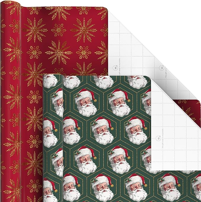 Hallmark Christmas Holiday Wrapping Paper Bundle with Cut Lines