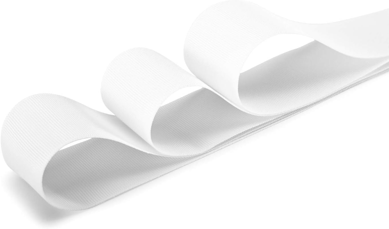 1-1/2 Inch White Grosgrain Ribbon - 25 Yards Variety of Color and Size for Crafts DIY Gift Wrapping Making Hair Bows Decoration Wedding Scrapbooking.