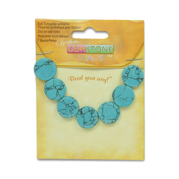 Synthetic Turquoise Disk Beads - 15mm - 7 pcs.