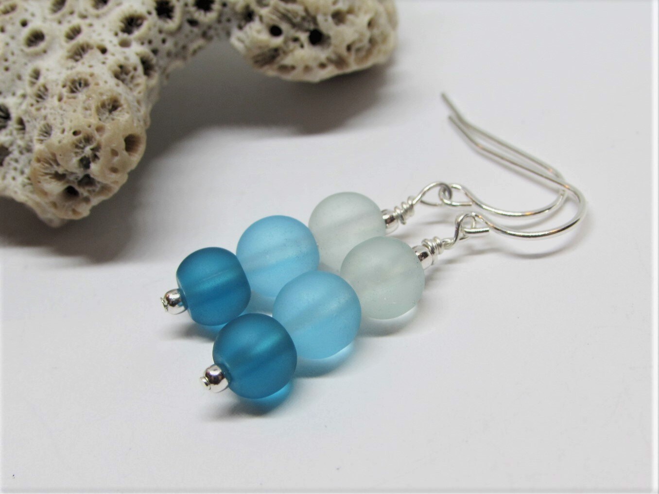 Blue shops Yellow Turquoise and White Pearls Dangle earrings 925 sterling silver hooks Jewelry for Women