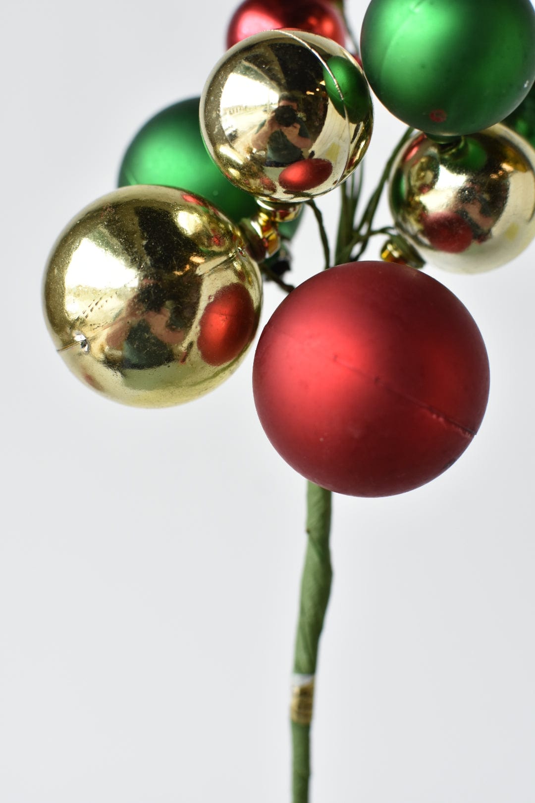 11&#x22; Red, Green, + Gold Ornament Cluster Pick