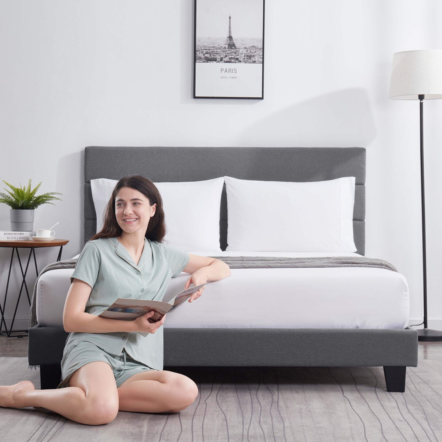 Nestl Horizontal Channel Upholstered Platform Bed