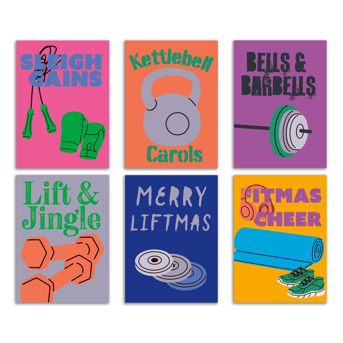 CrossFit Christmas Greeting Cards Boxed Set of 24 Holiday Notecards Featuring Gym and Workout-Inspired Designs, Perfect for Fitness Enthusiasts, CrossFitters, and Gym Lovers