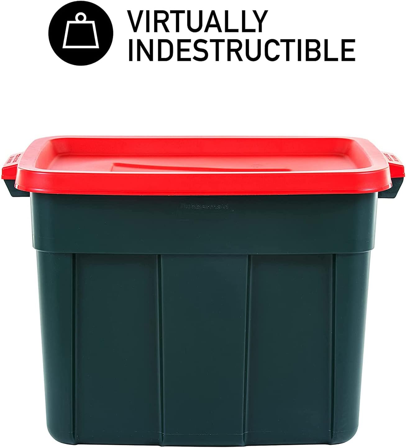 oughneck Tote 18 Gal, 6 Pack, Made in USA, Green &#x26; Red, Rugged Plastic Stackable Storage Bins with Lids and Handles