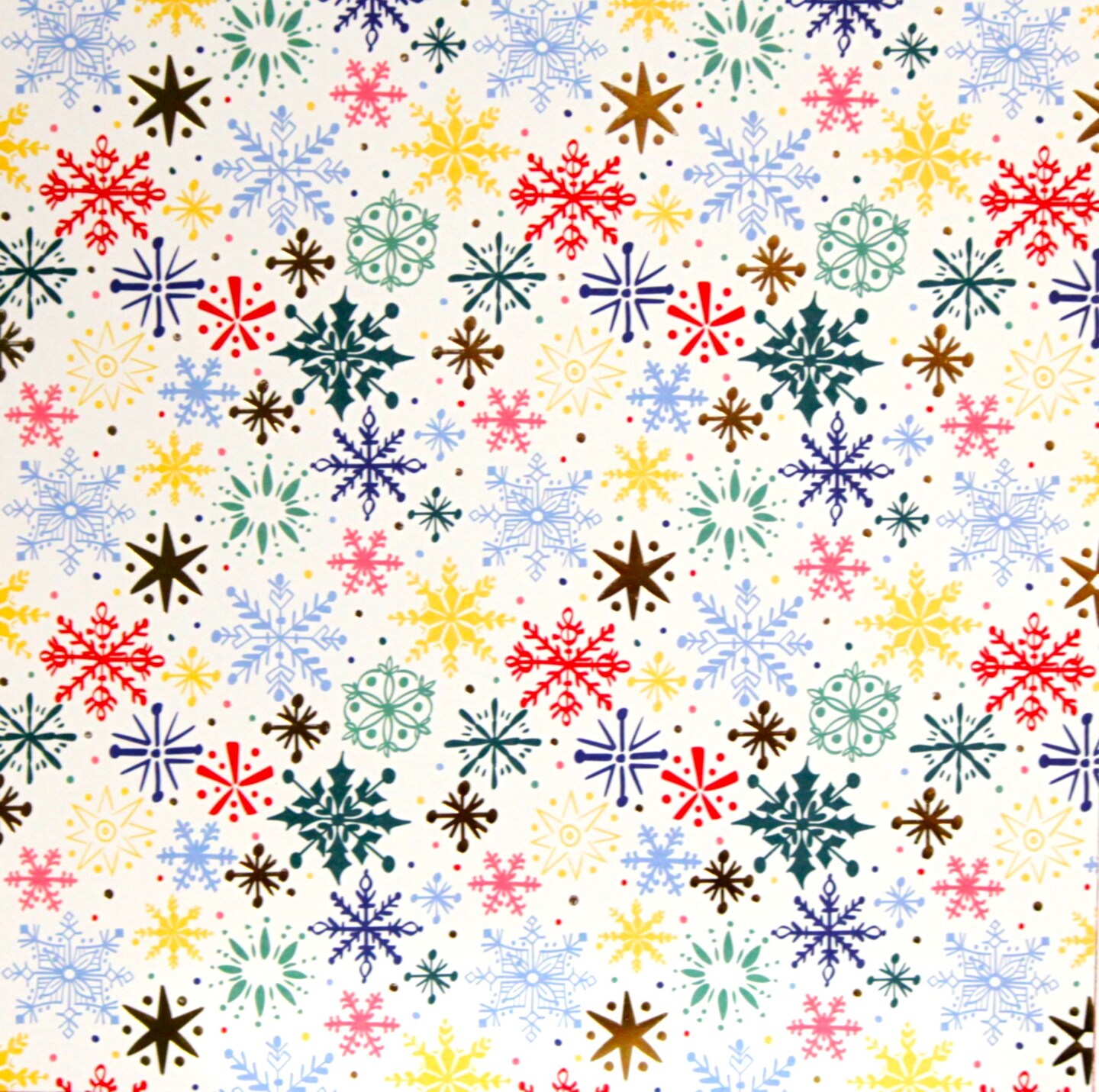 Recollections Peace On Earth Colorful Snowflakes Specialty Gold Foil 12 x 12 Light Cardstock Paper