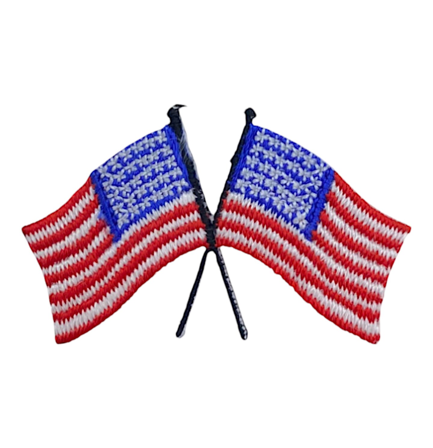 Crossed Flags, USA, American Flag, Embroidered, Iron on Patch