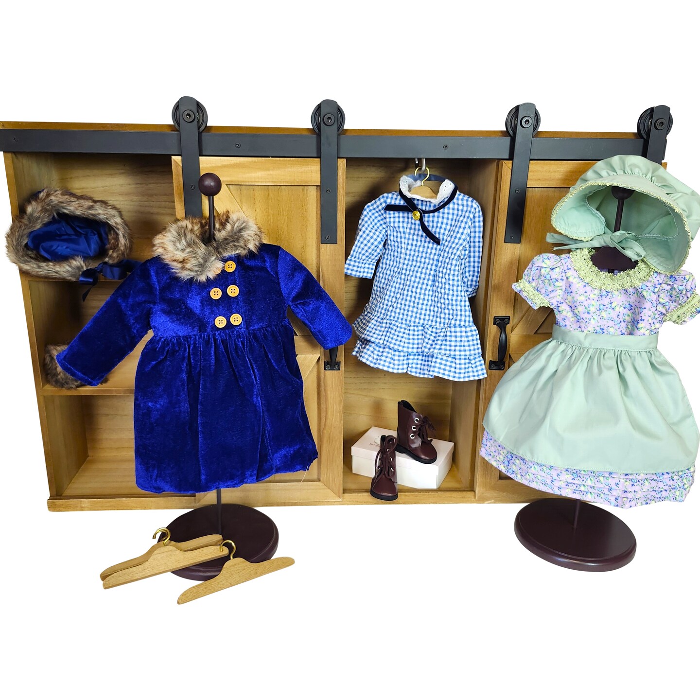 The Queen's Treasures Barn Style 18" Doll Storage Trunk, 3 Outfits & Brown Boots