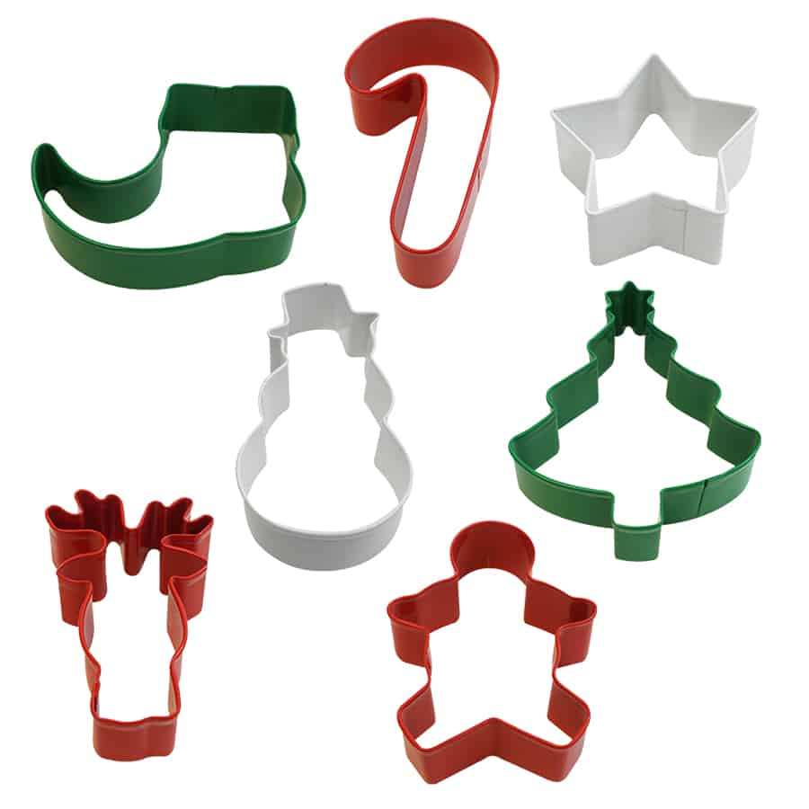 Christmas Color Cookie Cutters 7 PC Set in G/B House Package