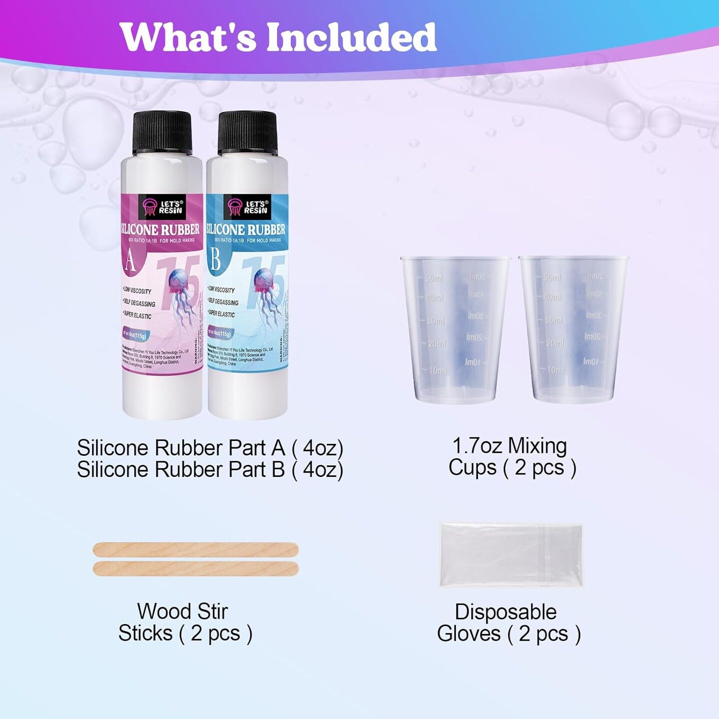 LET'S RESIN 8oz Silicone Mold Making Trial Kit, Non-toxic and Food-safe Grade, Fast Cure Mold Making Silicone Rubber, Easy Mixing, Flexible Platinum Cured Molding Silicone for Casting Resin Molds & Silicone Molds (Translucent)