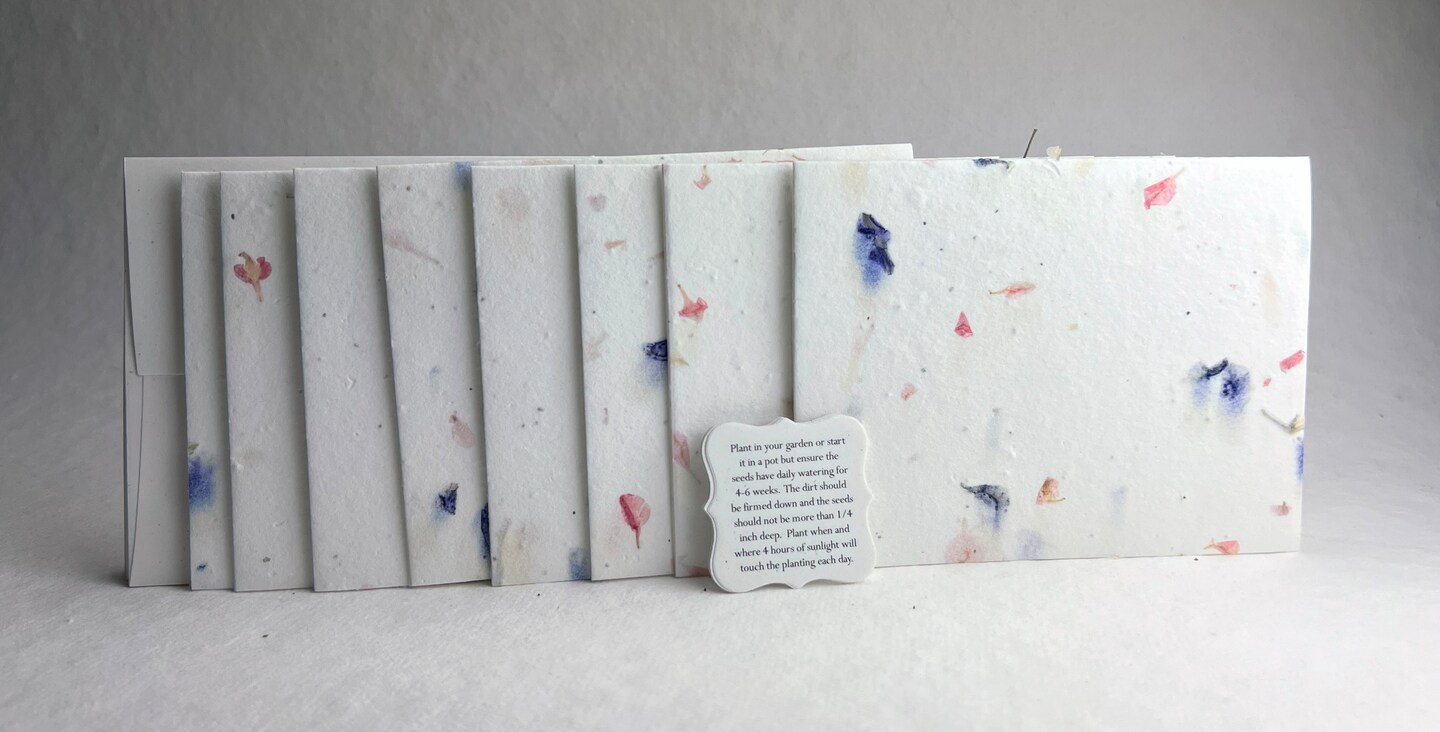 Wildflower Seed Paper A2 Folding Card - Cotton Paper Embedded with Petals Seeds - 4.25" x 5.5" - Set of 8 - With Envelopes and Guides - image30
