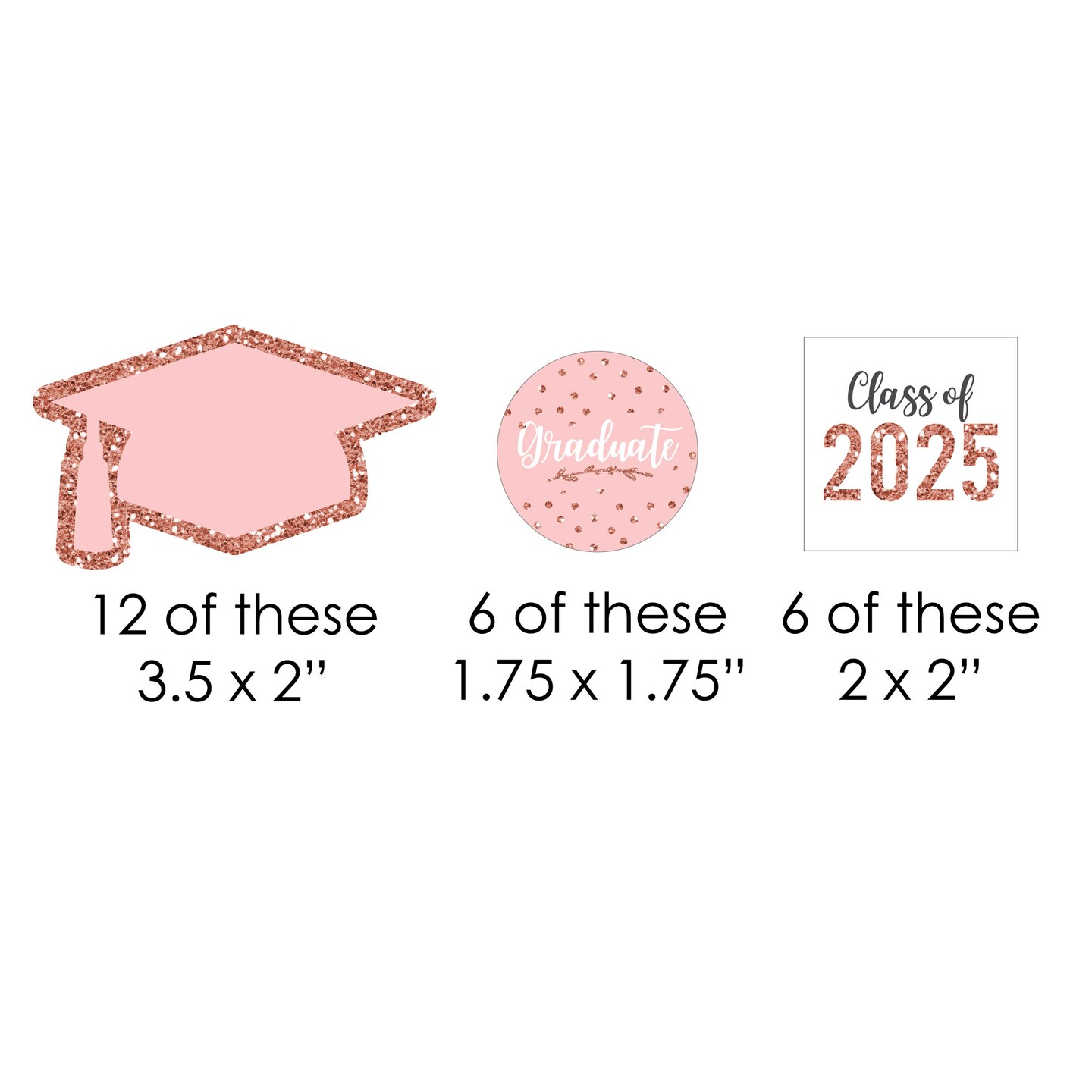 Big Dot of Happiness Rose Gold Grad - DIY Shaped 2025 Graduation Party Cut-Outs - 24 Count