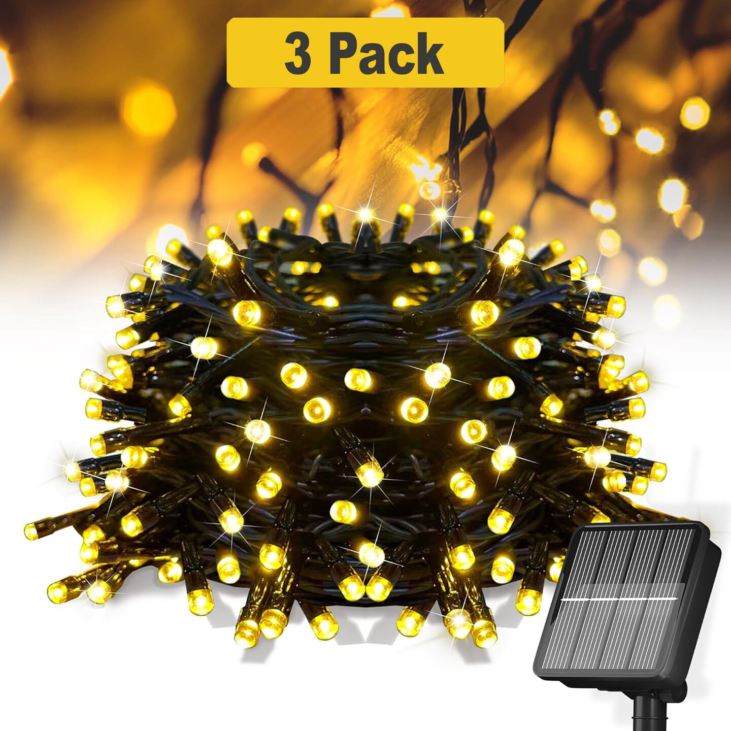 100 Led Solar String Light Green Cable