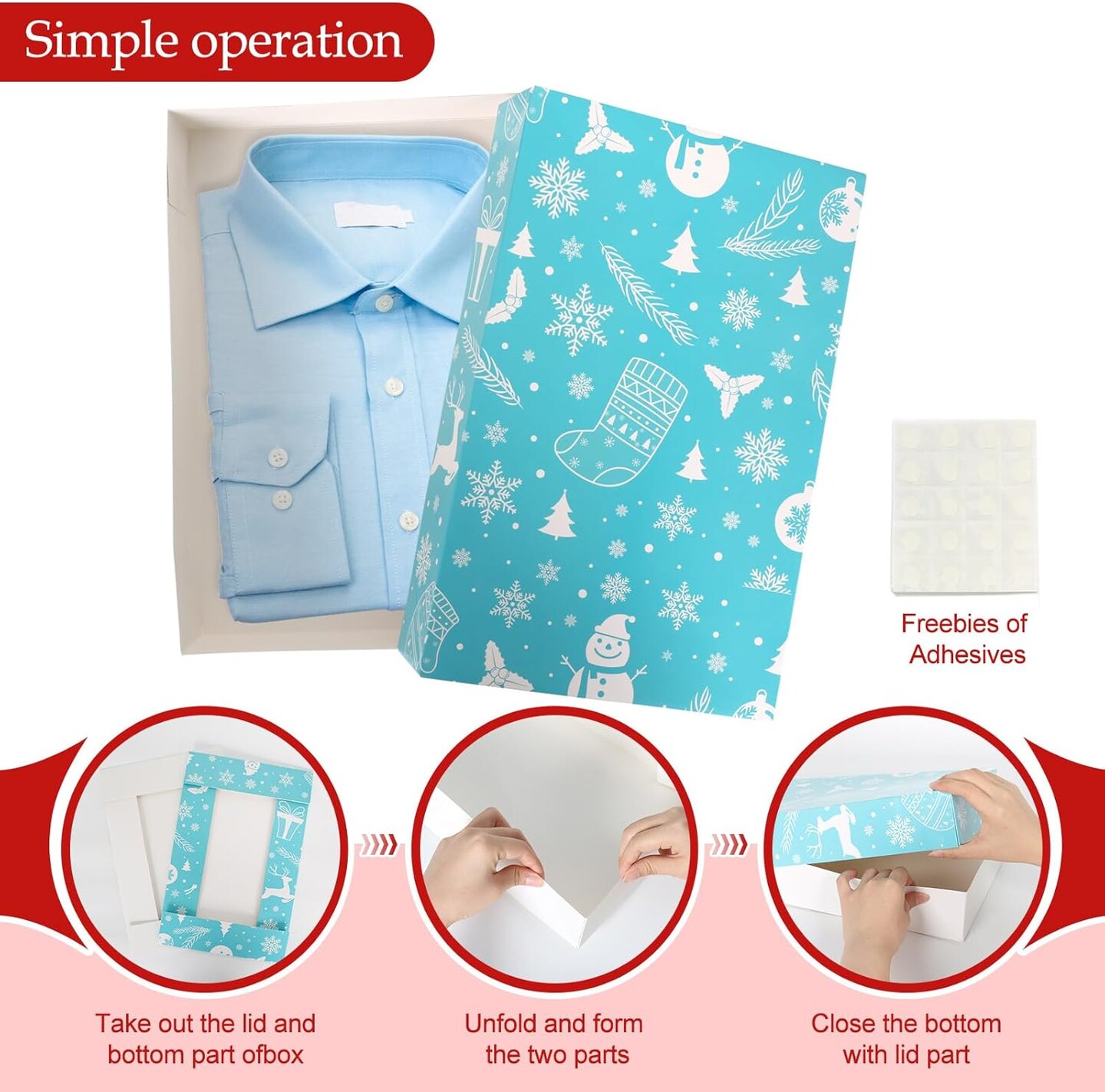 24 Pack Christmas Gift Wrap Boxes Bulk with Lids for Wrapping Extra Large Clothes, Assorted size for Shirts, Robes, Coats, Sweaters and Xmas Holiday Present