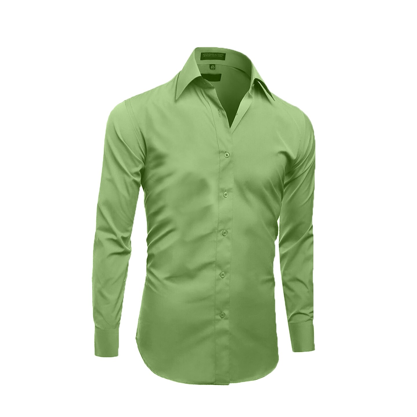 green emerald velvet dress Men's Apple Green Long Sleeve Dress Shirt 22.5 35/36 / Apple Green main image 1