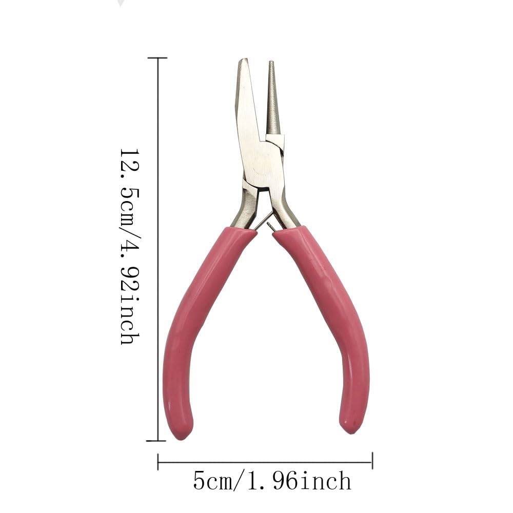 1PCS 5 Inches Pink Jewelry-making pliers Beadsmith Concave Round Nose Pliers – Wire Looping and Bending Tool – Jewelry-Making Instrument Metal ring-making tools