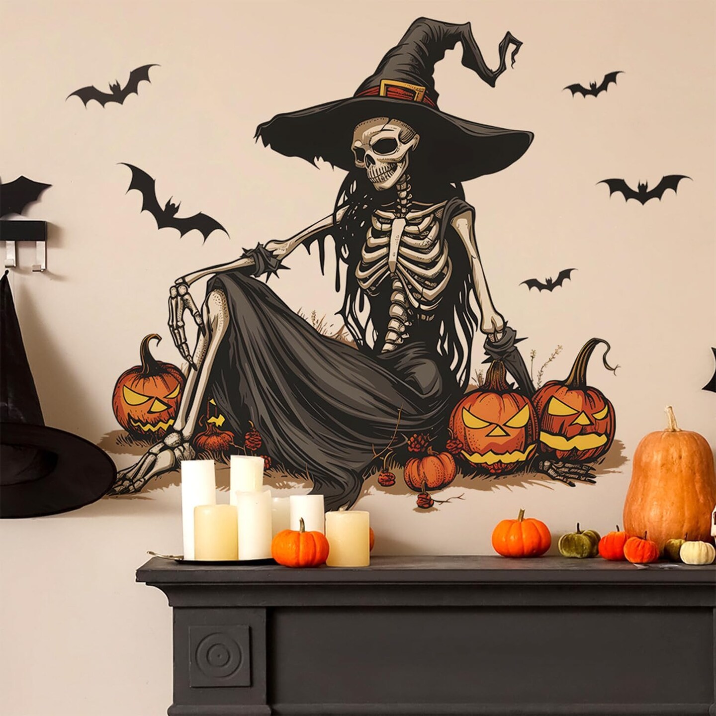 Horror Halloween Witch Skeleton Wall