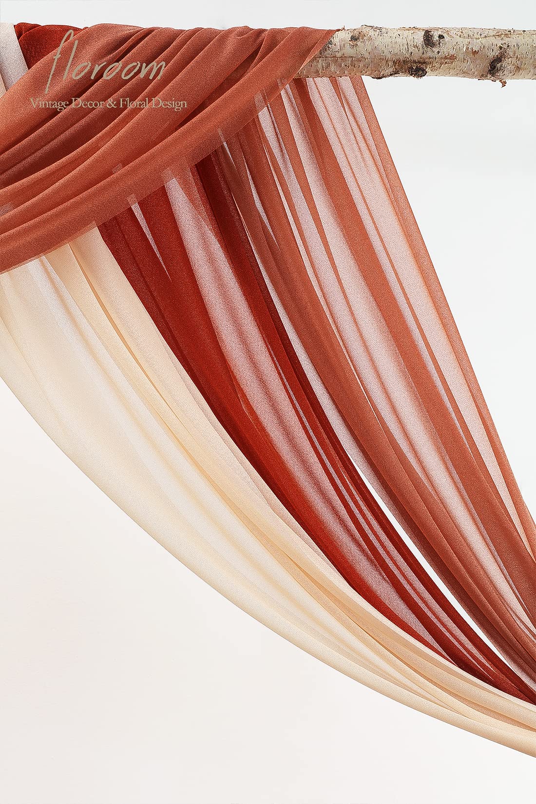 Wedding Arch Draping Fabric 3 Panels 20Ft Chiffon Fabric Drapes Arbor Drapery Wedding Ceremony Reception Swag Decorations (Terracotta +Coral Peach +Peach)