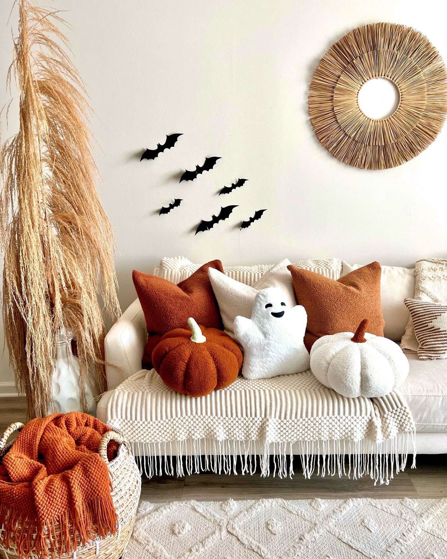 Sherpa Ghost Pillow &#x2013; 13&#x22; x 15&#x22; White Plush Halloween Decor