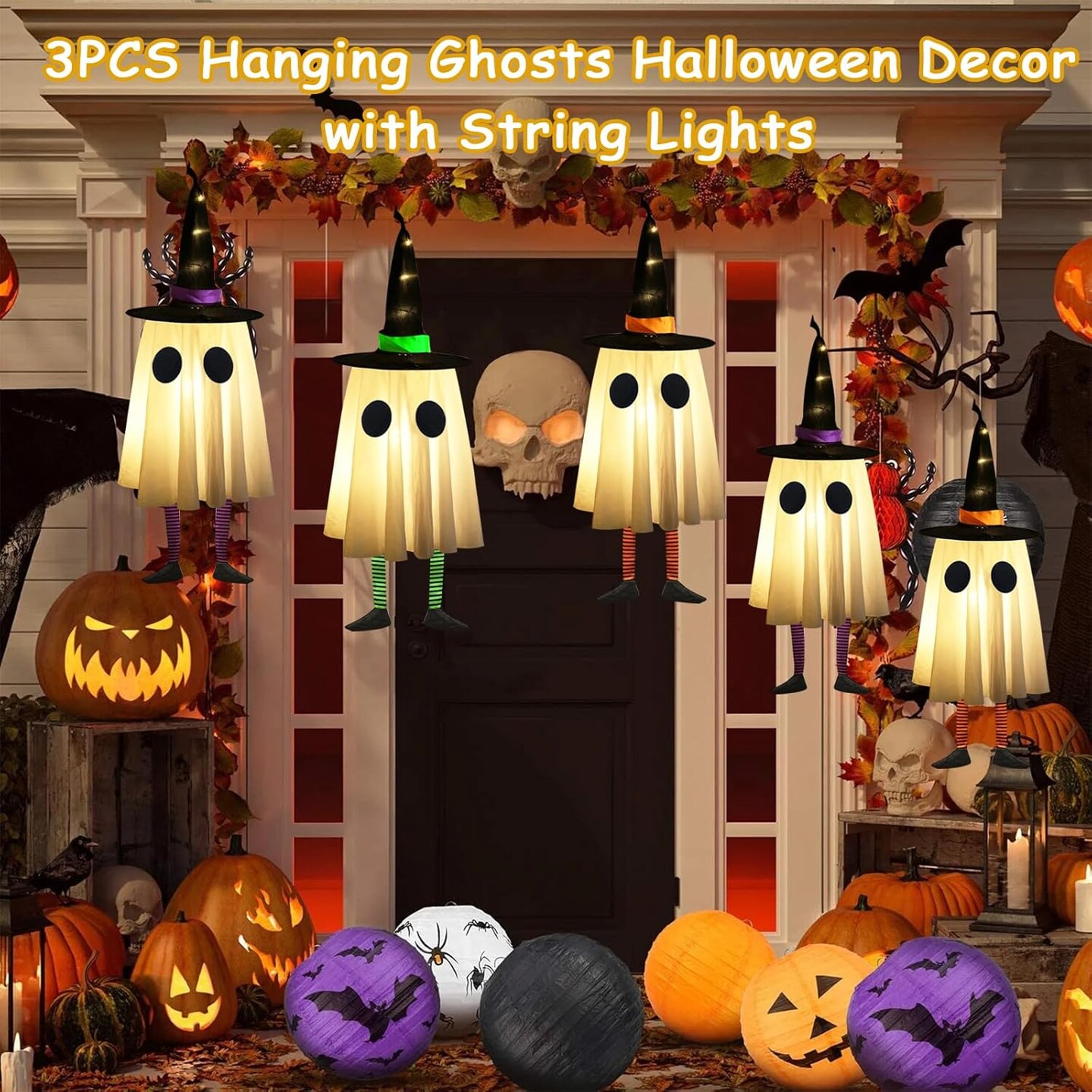 Set of 3 Halloween Hanging Ghosts