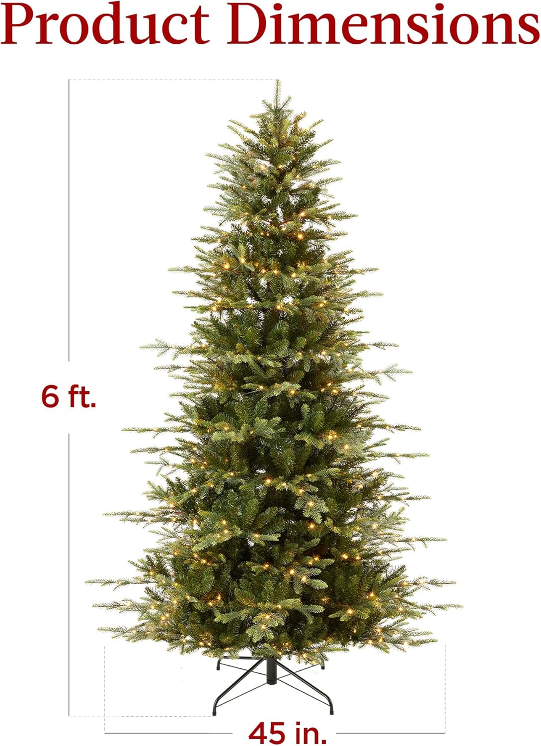 Aspen Slim Christmas Tree Noble Fir with 1,350 Branch Tips, 2-in-1 Multicolor LED Lights &#x26; Cordless Connection