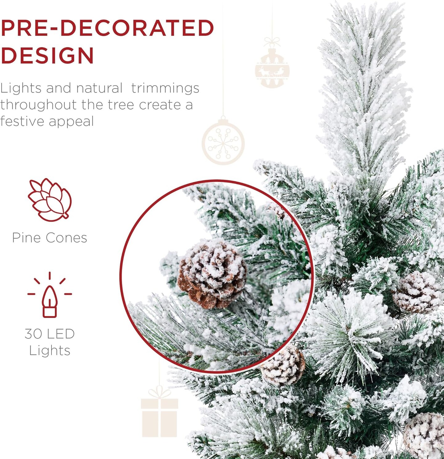 24.5in Pre-Lit Outdoor Christmas Trees, Battery Operated Holiday Pair with LED Lights