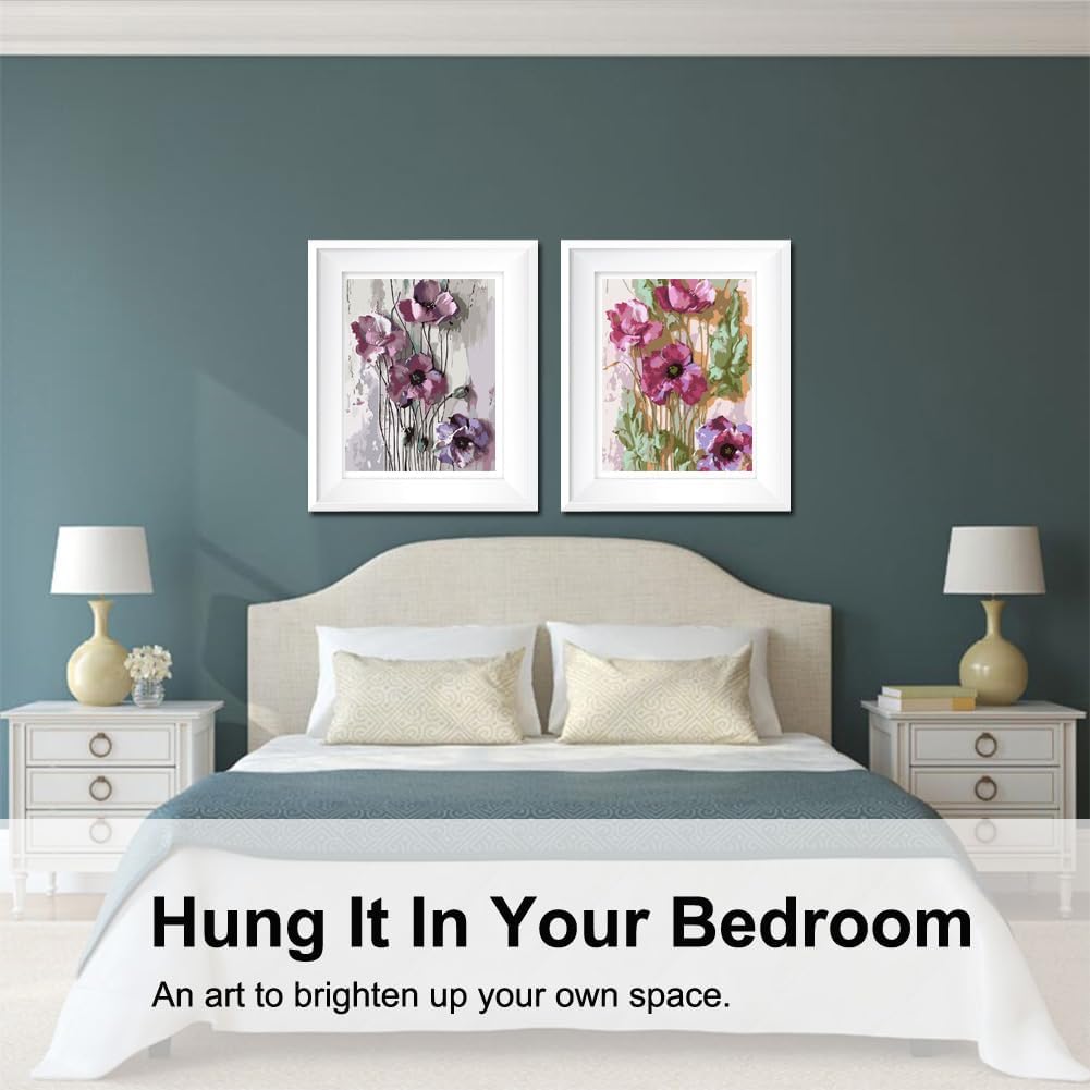 Paint by Numbers Kit for Adults Beginners – 2 Pack Canvas (12" W x 16" L) with Poppies Design in Colorful Box