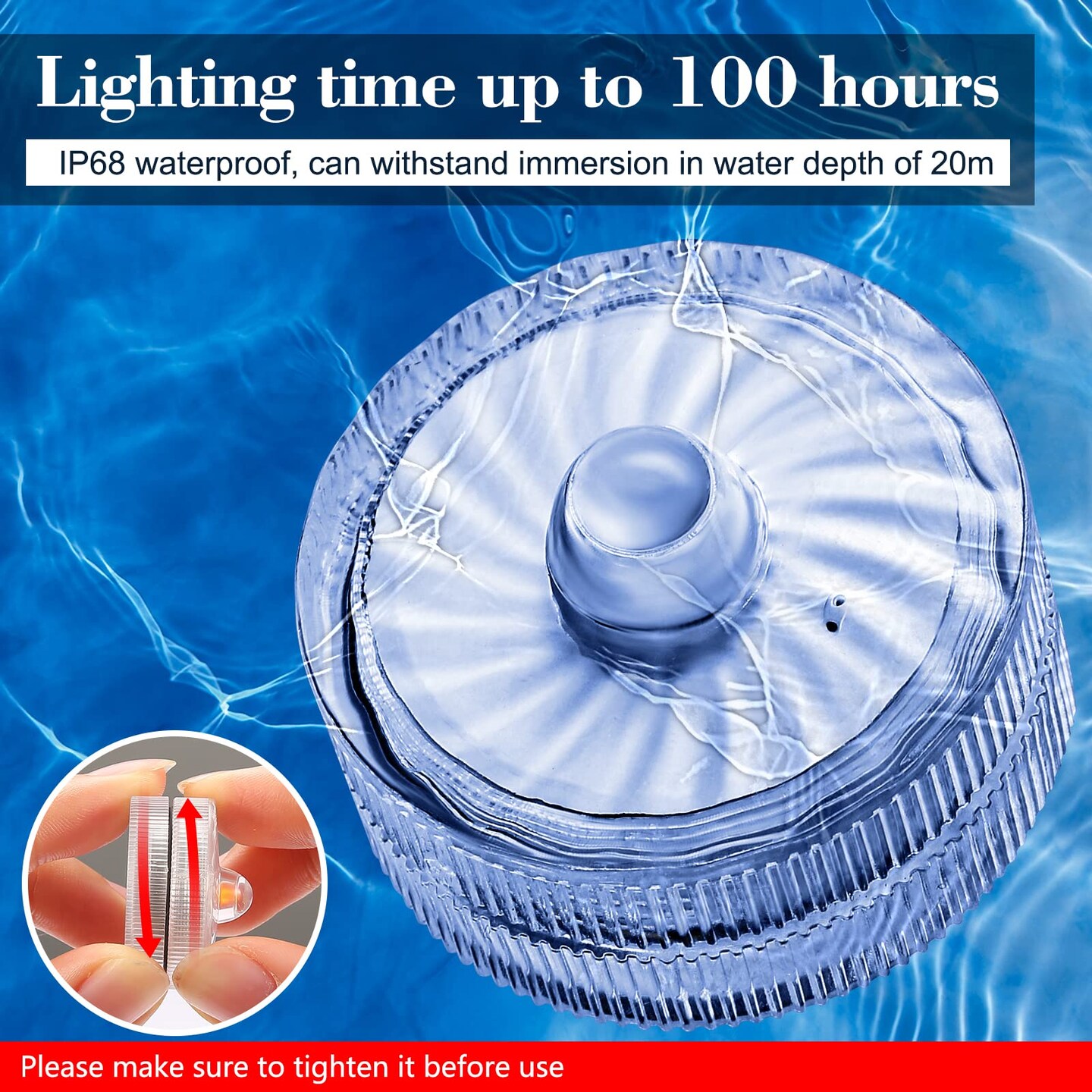 Submersible LED Light,White Small LED Light,100 Hours Waterproof Flameless Led Lights Battery Powered for Wedding Home Vase Festival Party Decoration 12pcs (Built-in 24 Batteries)