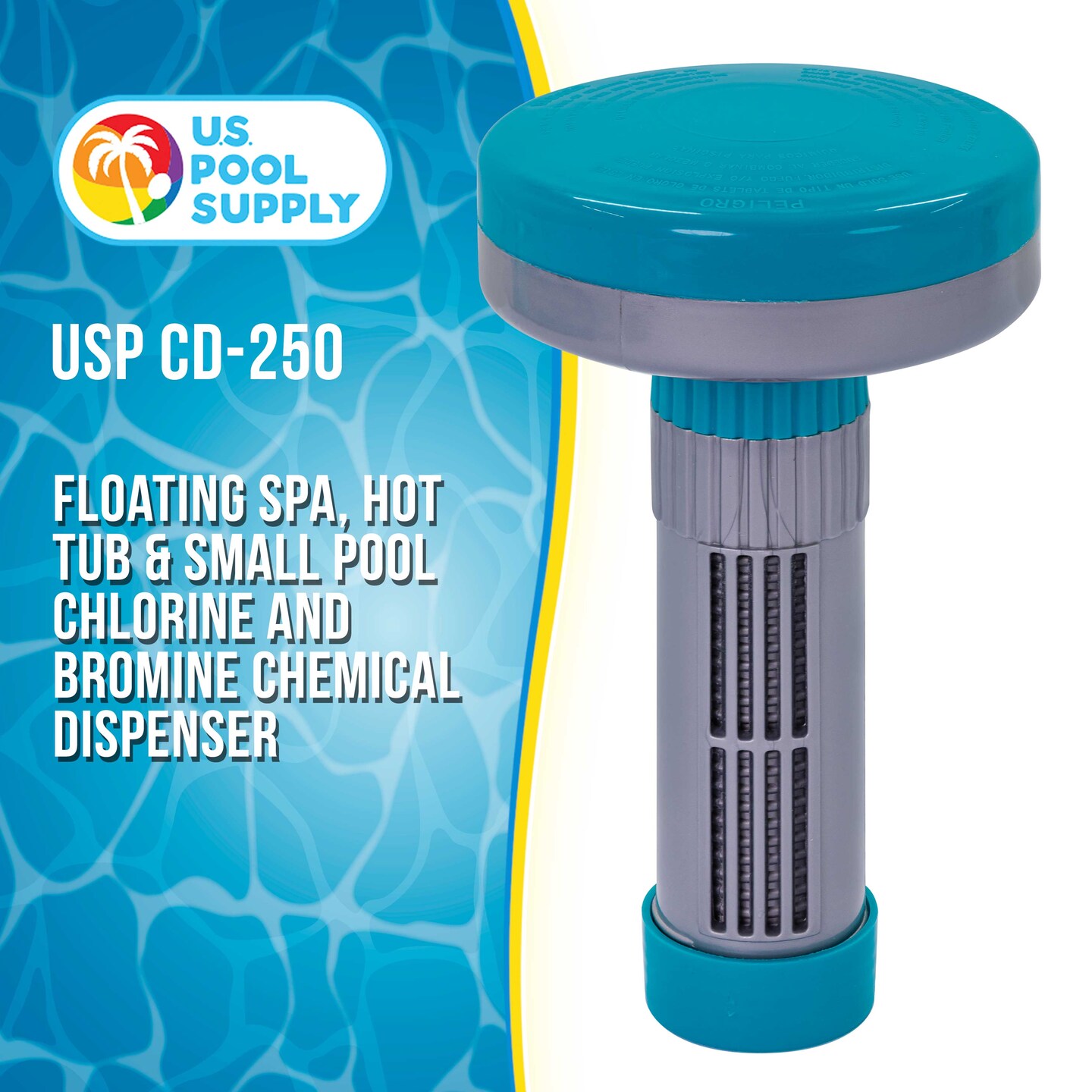 U.S. Pool Supply&#xAE; Floating Spa, Hot Tub &#x26; Small Pool Chlorine and Bromine Chemical Dispenser - Holds 1&#x22; Tablets, 13 Flow Level Control Settings