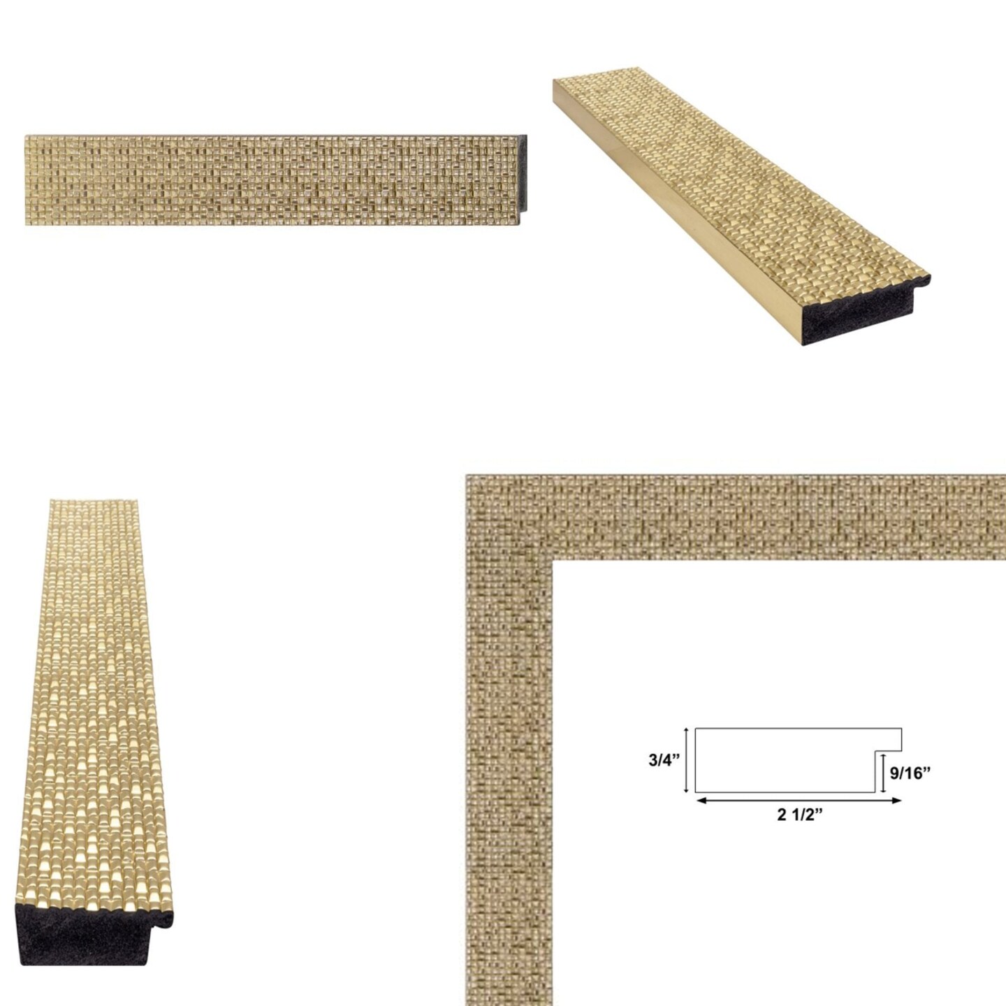 Wide Bright Gold Glitter Metallic Picture Frame - Modern Disco Retro 16x20 frame