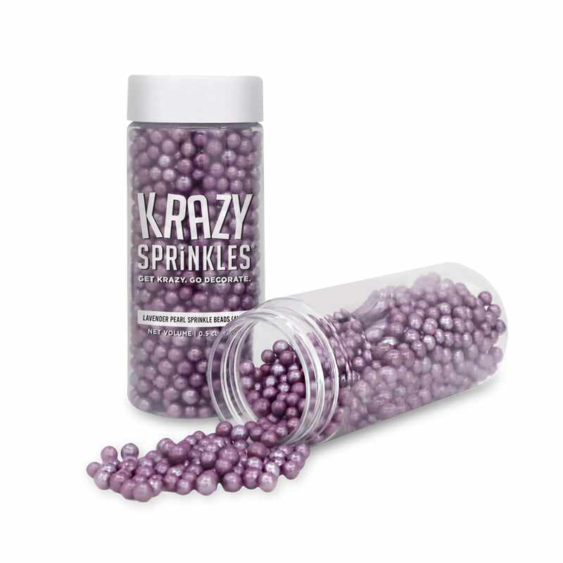 Krazy Sprinkles - Lavender Pearl 4mm Beads (1/2 Cup, 1x Jar) for Cakes, Ice Cream & Cookies