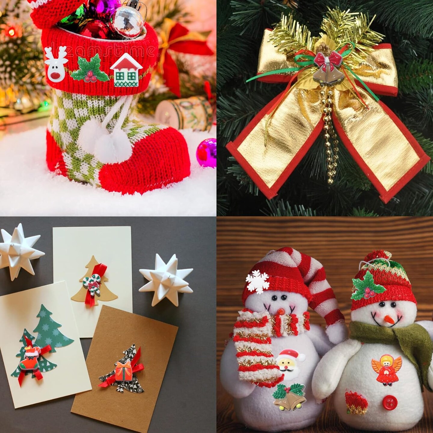 Christmas Resin Charms for Crafts,100 Pcs Flatback Slime Charm Beads Miniature Ornaments for Christmas Embellishments