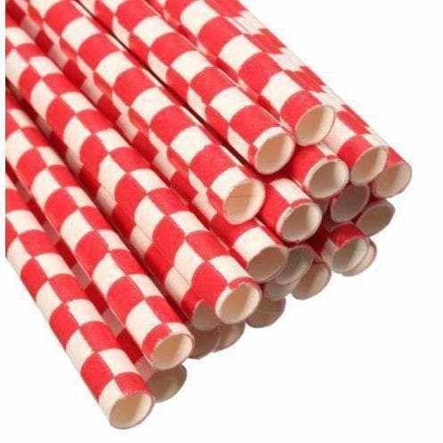 Red and White Checker Print Cake Pop Party Straws