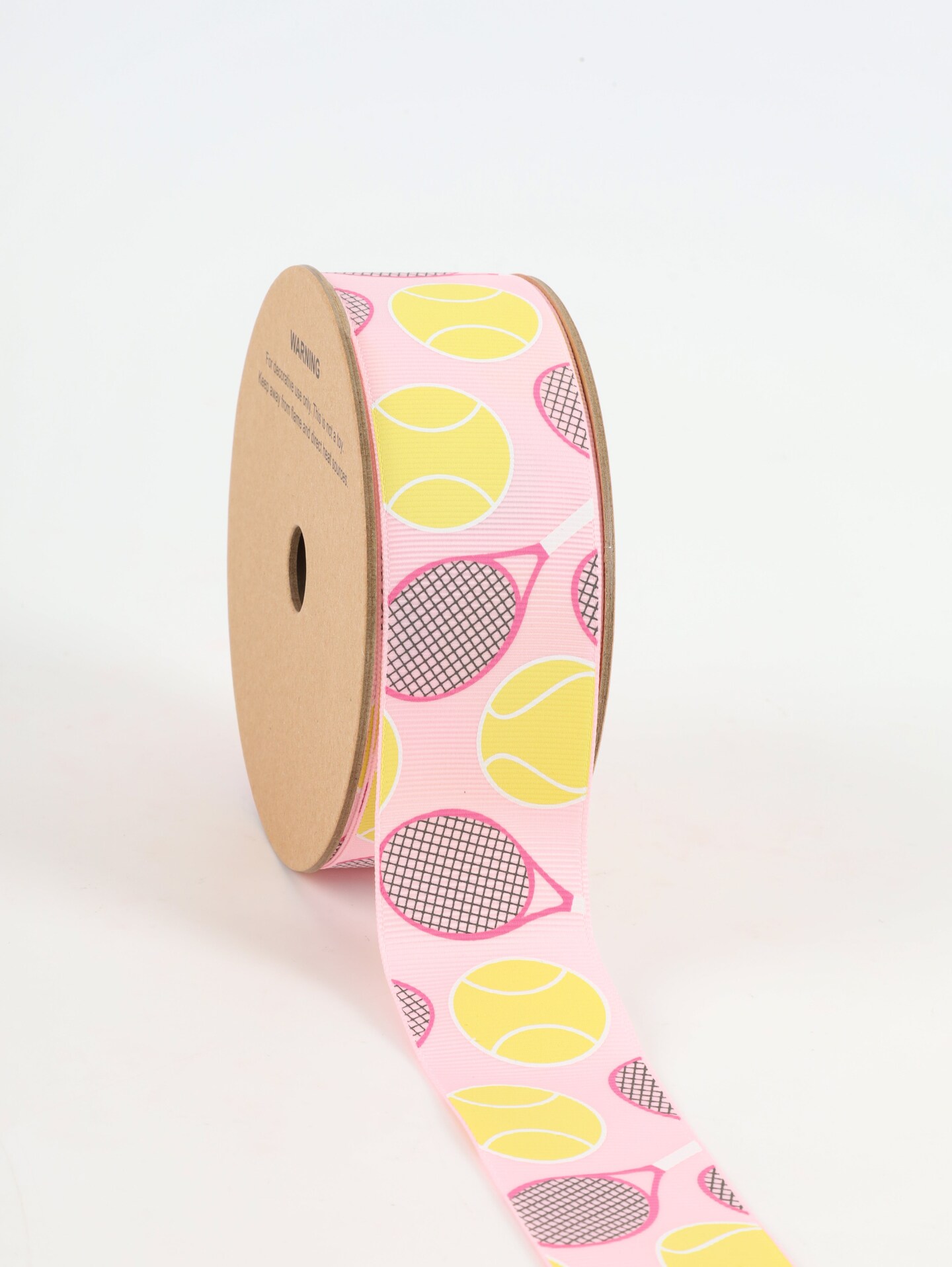 LaRibbons 1 1/2&#x22; Printed Grosgrain Ribbon | Tennis Balls and Rackets | 25 Yard Roll
