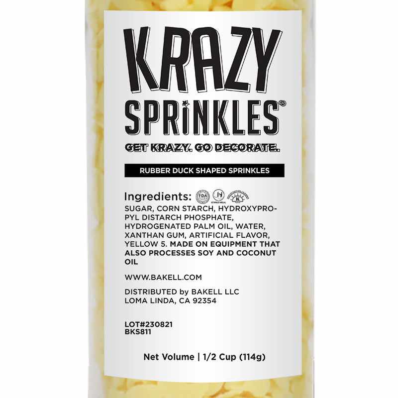 Krazy Sprinkles - Rubber Ducks (1/2 Cup, 1x Jar) for Cakes, Ice Cream & Cookies