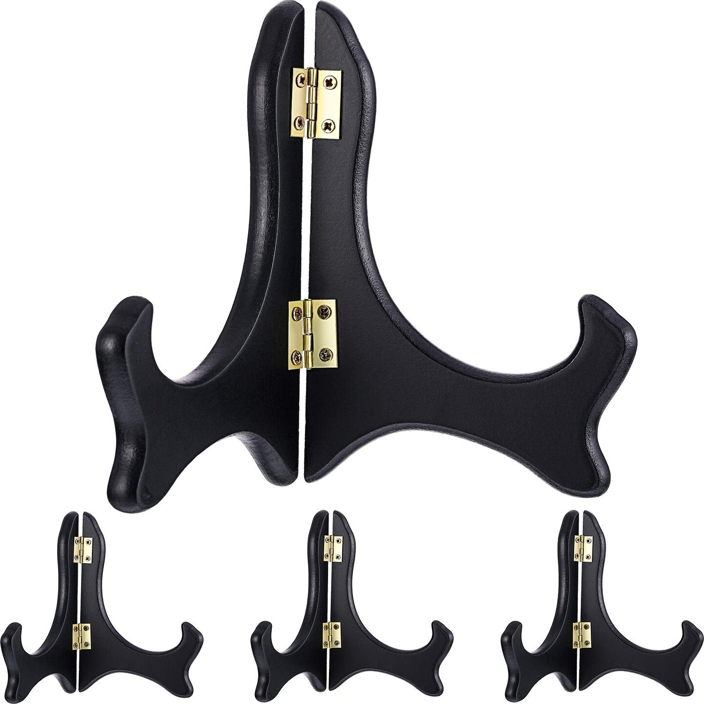 Tatuo 4 Packs Wooden Display Stand Decorative Plate Stands for Display Picture Frame Stand Holder Easels (5 Inch, Black)