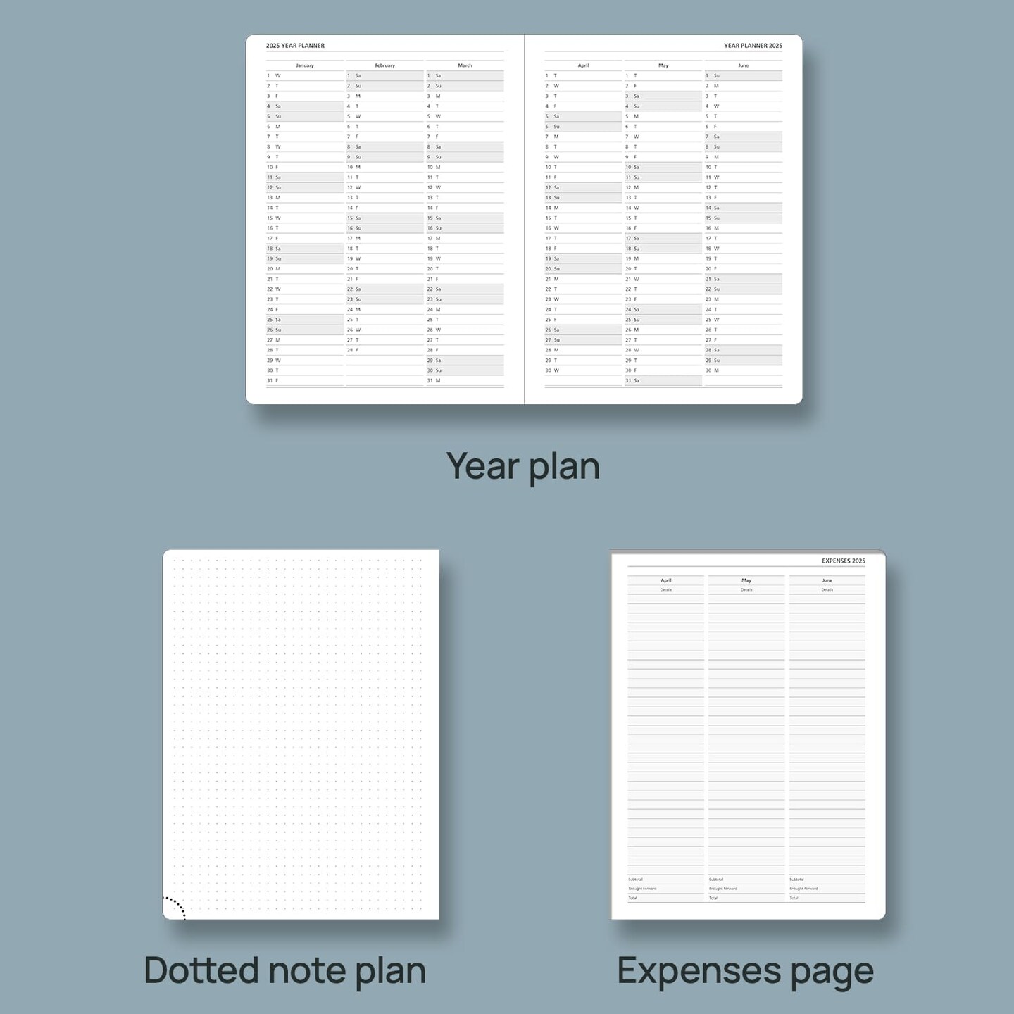 Daily Planner 2025-2026, 15 Month Planner with Tabs, Yearly Monthly Weekly Daily Time Management Planner, January 2025-March 2026, Office Home School Supplies for Women &#x26; Men-A5(5.7&#x22; x 8.3&#x22;), Black, 100GSM Thick Paper, Spiral Bound
