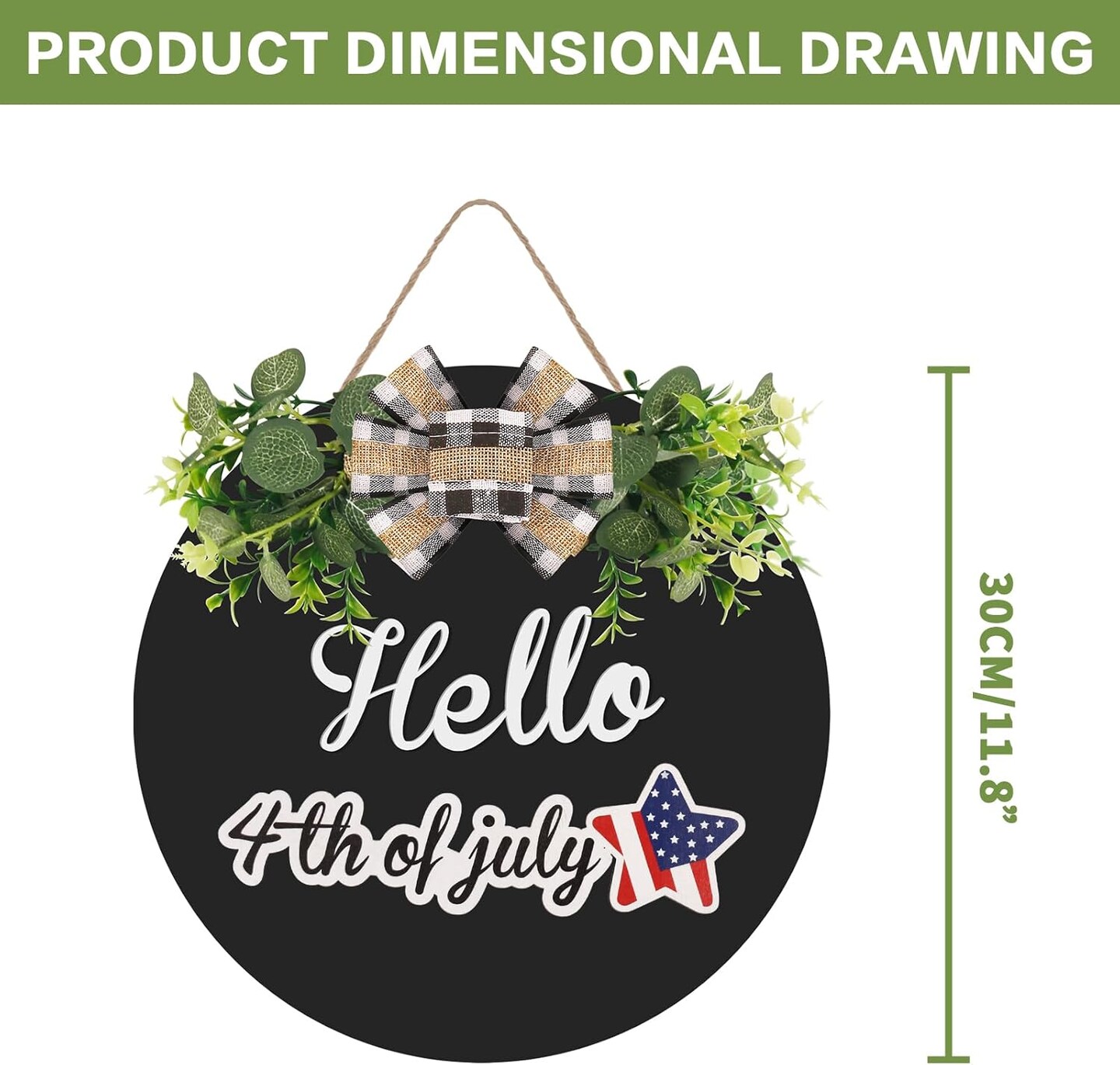 Interchangeable Wooden Seasonal Black Hello Sign, Rustic Welcome Front Door Wreaths Decor