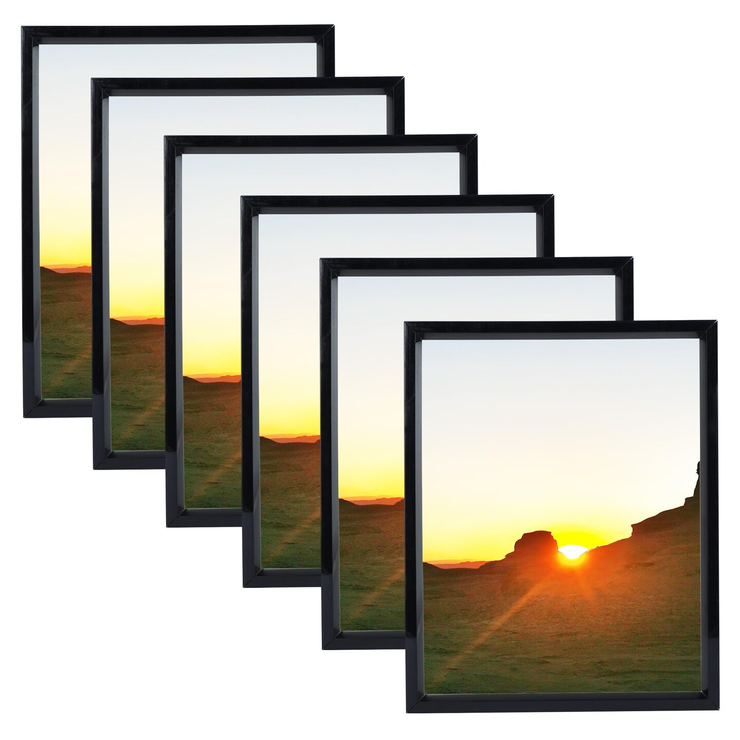 8x10 Picture Frame Black, Collage 6 Pack Display Pictures 8x10 Without mat 5x7 With mat Collage Pictures Frame 8x10,Black,6Pack