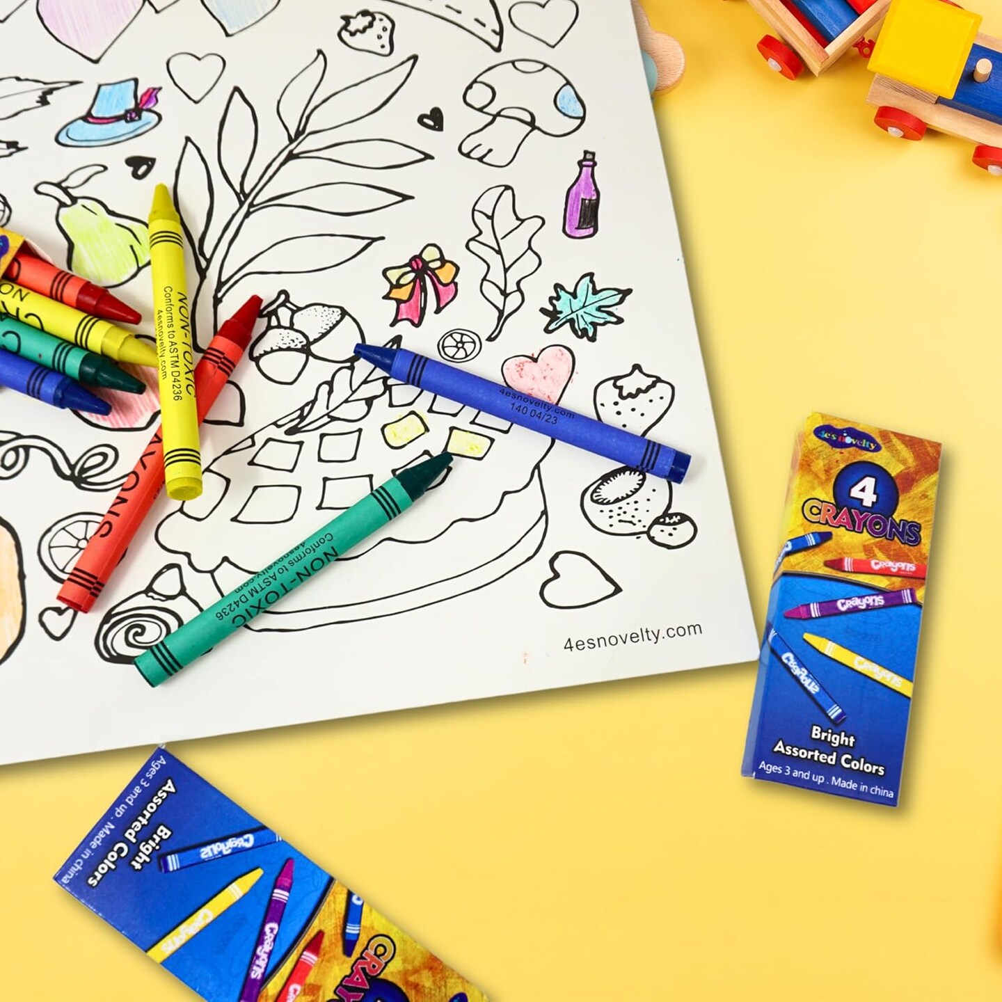 4E&#x27;s Novelty 144 Boxes of 4 Packs Bulk Crayons for Kids,Non-Toxic Crayons Bulk Classpack Colors for Kids,Ideal School Supplies for Teachers &#x26; Students