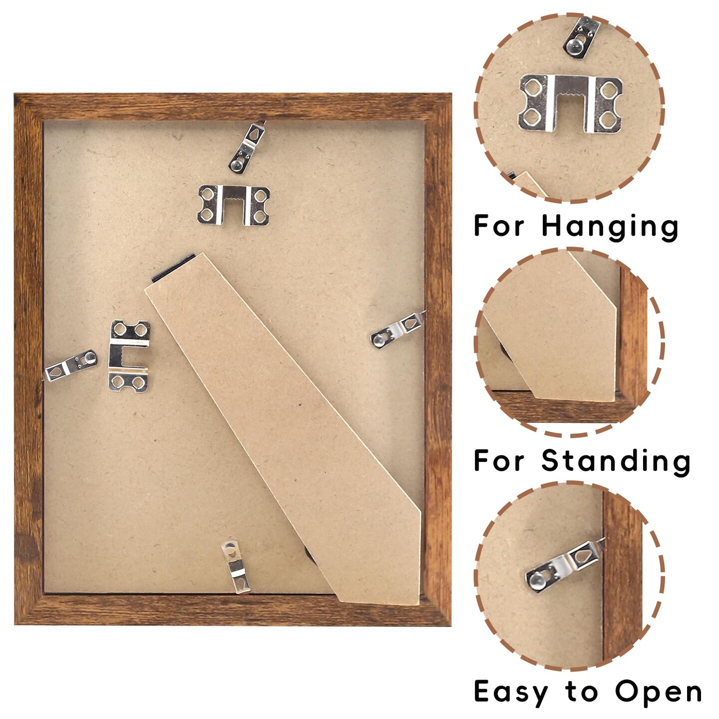 Brown 8x10 Picture Frame with Mat for 6x8 Display, Rustic Desk Wall Photo Frame for Horizontal and Vertical, 1 Pack