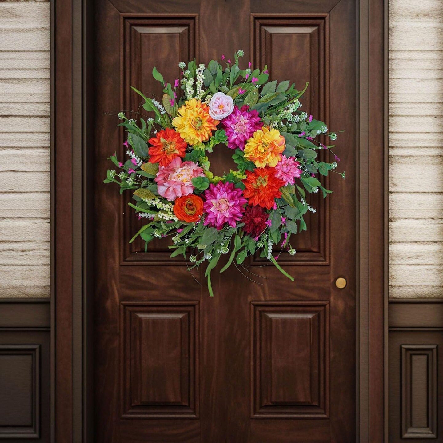 Spring Wreath 24 Inch Spring Wreaths for Front Door Lifelike &#x26; Full in Shape Spring