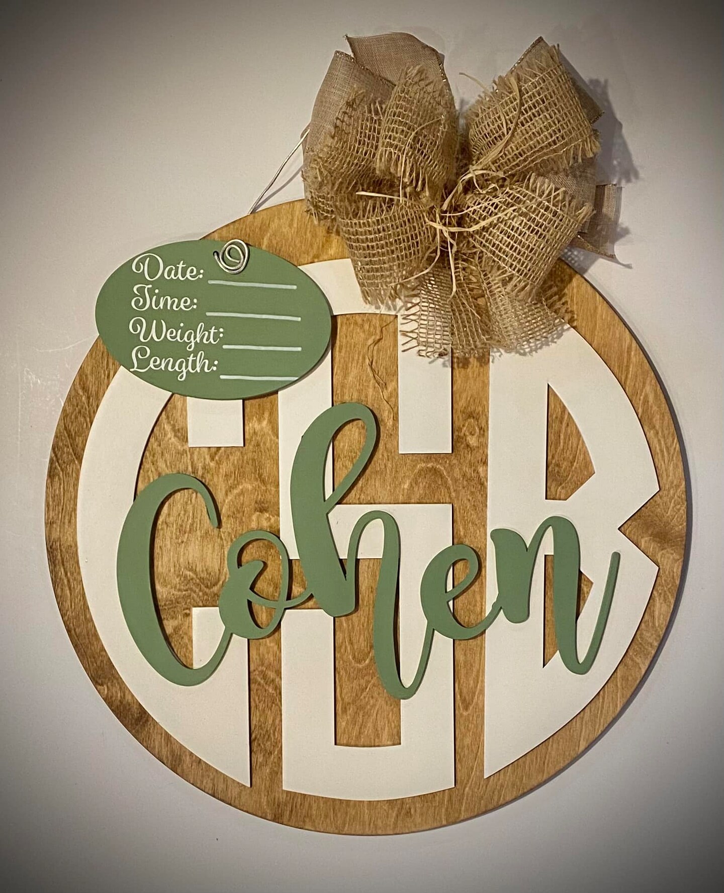 Hospital Door Hanger for Newborns