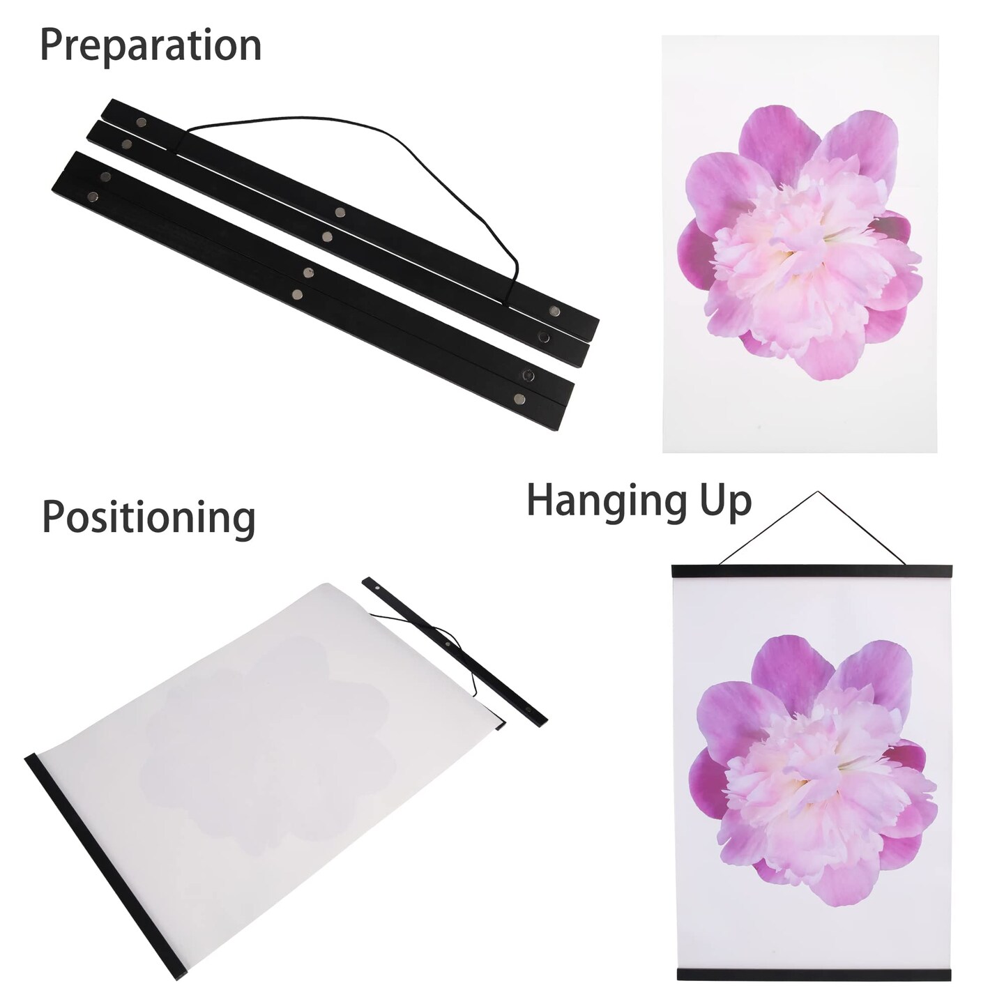 Magnetic Poster Hanger Frame, 16x24 16x22 16x20 Poster Frame 16 Inch Wide Magnetic Poster Hanger Frame,16&#x22;,Black,1Pack
