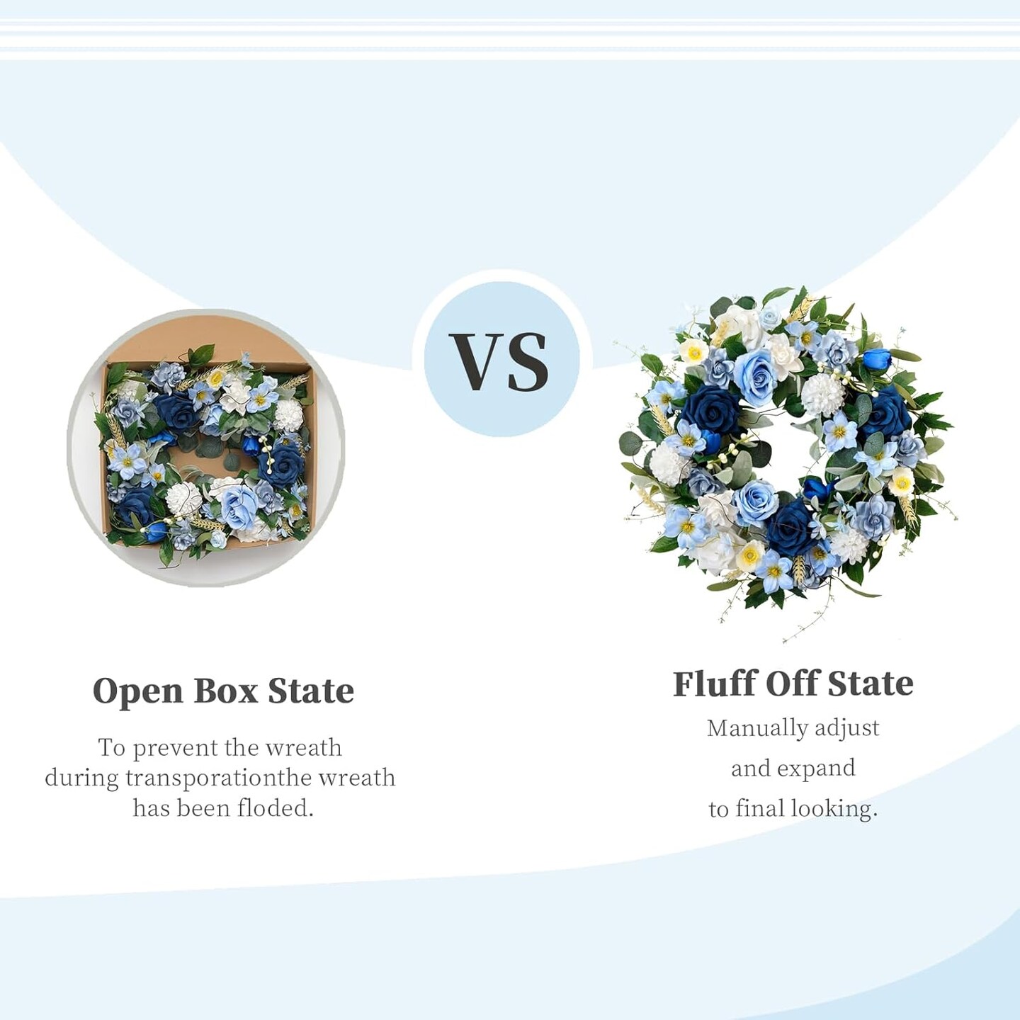 22 Inch Spring/Summer Floral Wreaths for Front Door,Artificial Decoration Wreath with Rose Dahlia Hydrangea