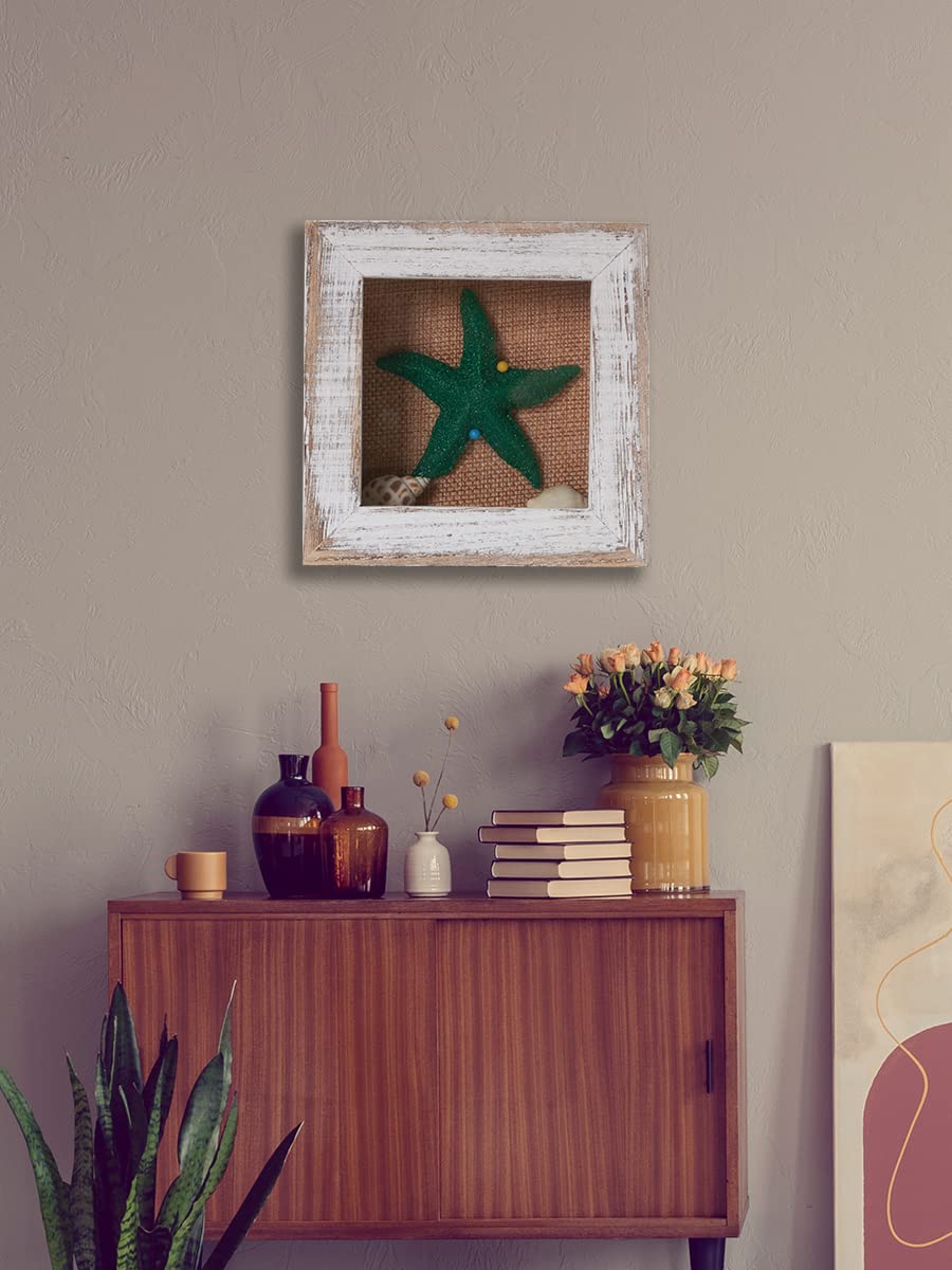 Tiny Shadow Box, Square Display Size 3x3 Shadow Box Frame with Glass, Small Shadow Box Display Case with Door for Shells Taxidermy Keepsake Photos Tickets Coins-Vintage White