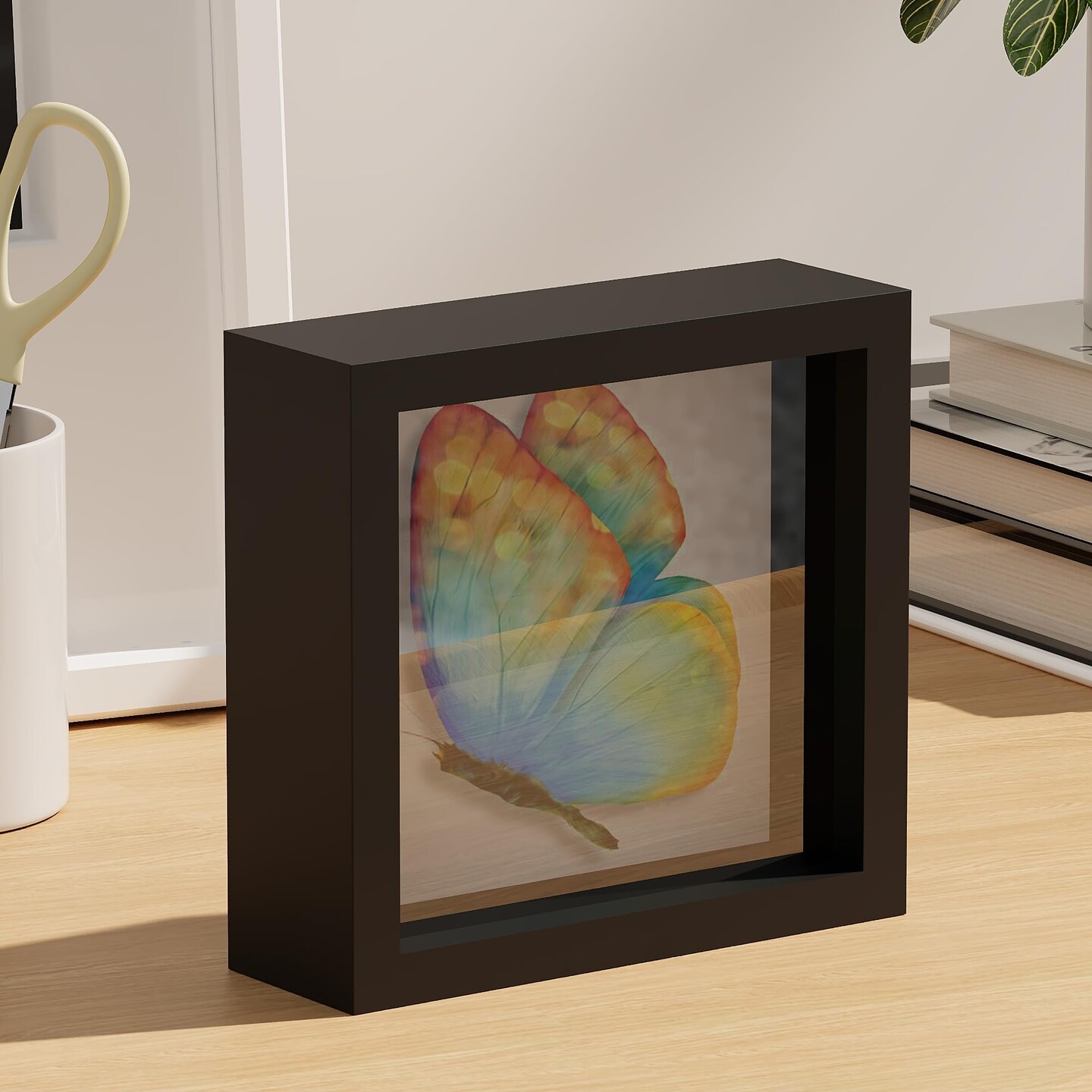 Picrit 5x5 Shadow Box Frame, Display Case Box with High Definition Real Glass and Black Back for Memorabilia, Baby Items, Wedding Memories, Crafts, Tickets and Photos, Black