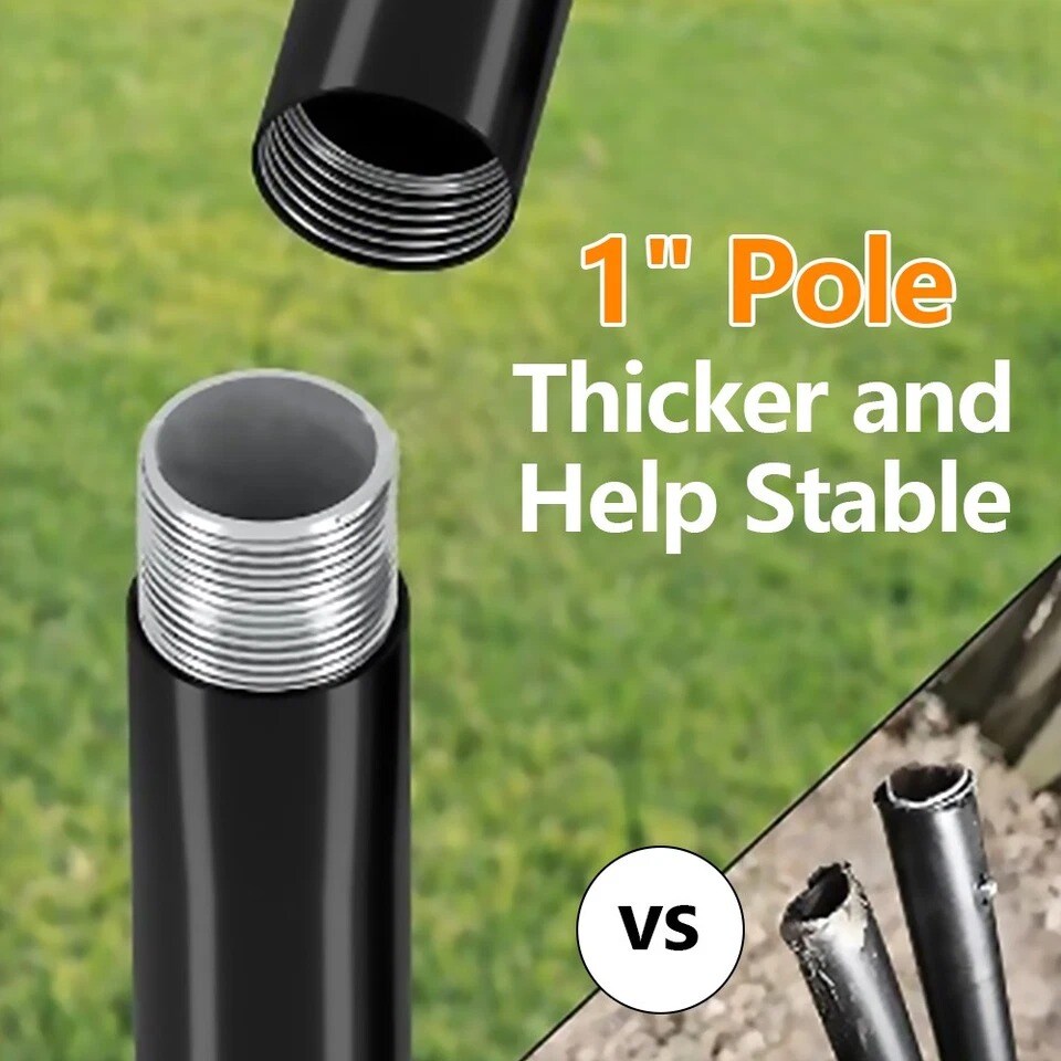 2-Pack 10FT Outdoor String Light Poles – Heavy-Duty Metal Stand with Ground Forks