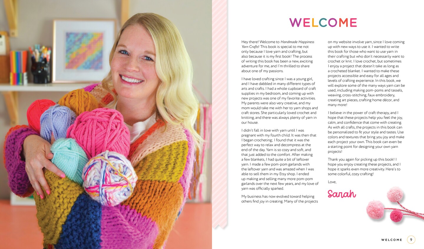 Handmade Happiness Yarn Crafts: Easy Instructions for 30 Bright and Beautiful DIY Projects Including Wreaths, Tassels, Rainbows, Pom-Pom Garlands, and More