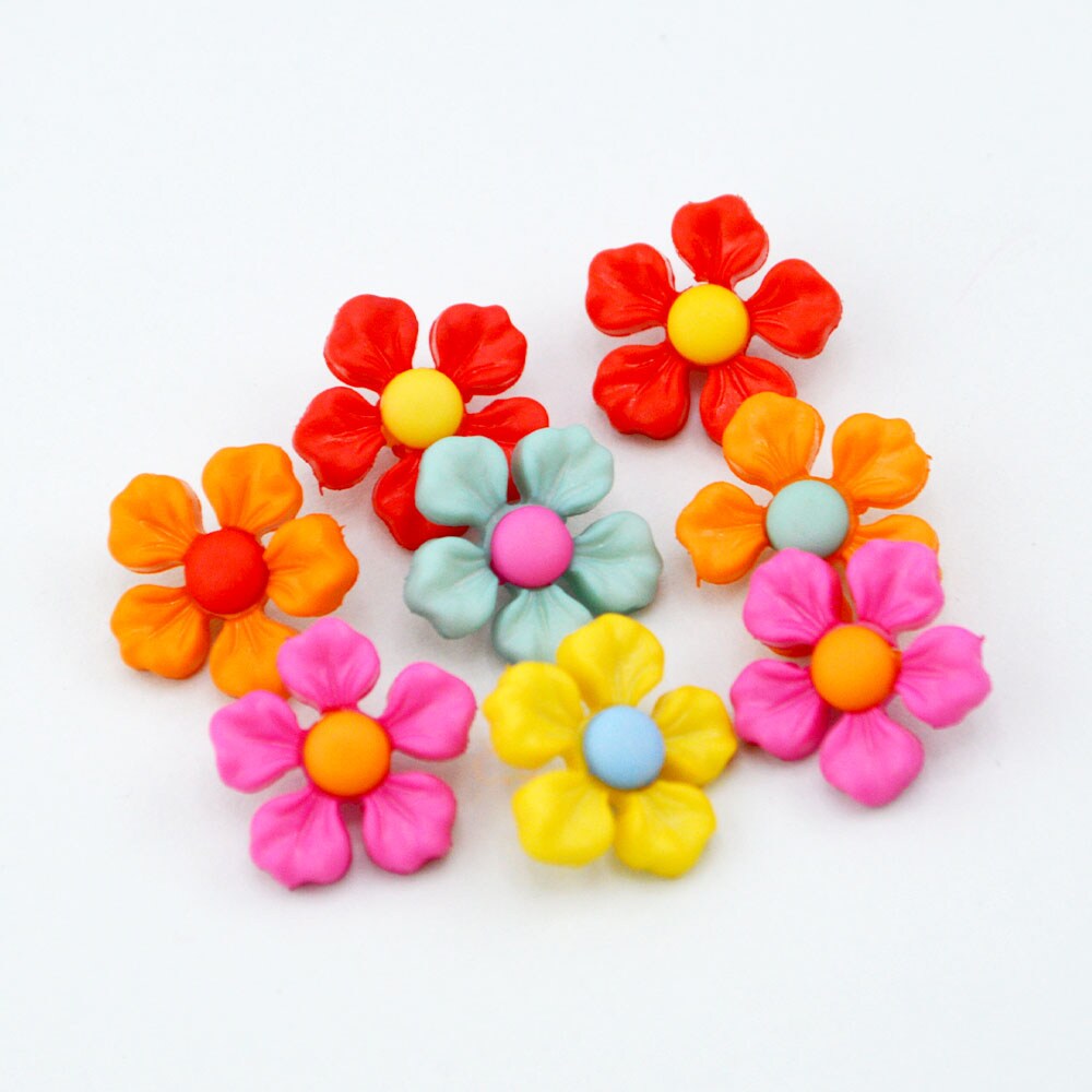 Tiny Blossom Craft Embellishments Delicate Floral Shank-Back Buttons 24pcs