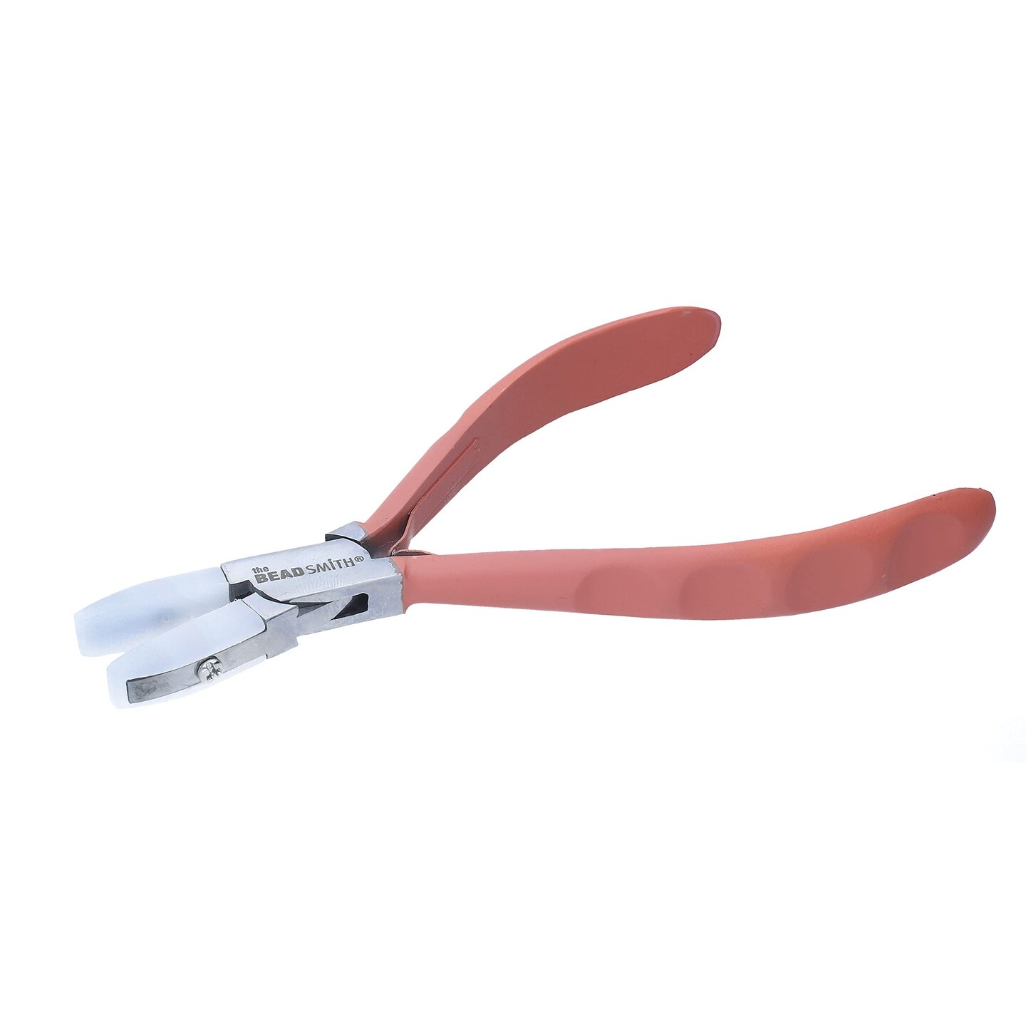 The Beadsmith Satin Touch Nylon Flat Nose Plier, 5.75 inches (145mm), double nylon heads, comfortable contoured grip handles and double-leaf springs, tool for jewelry making